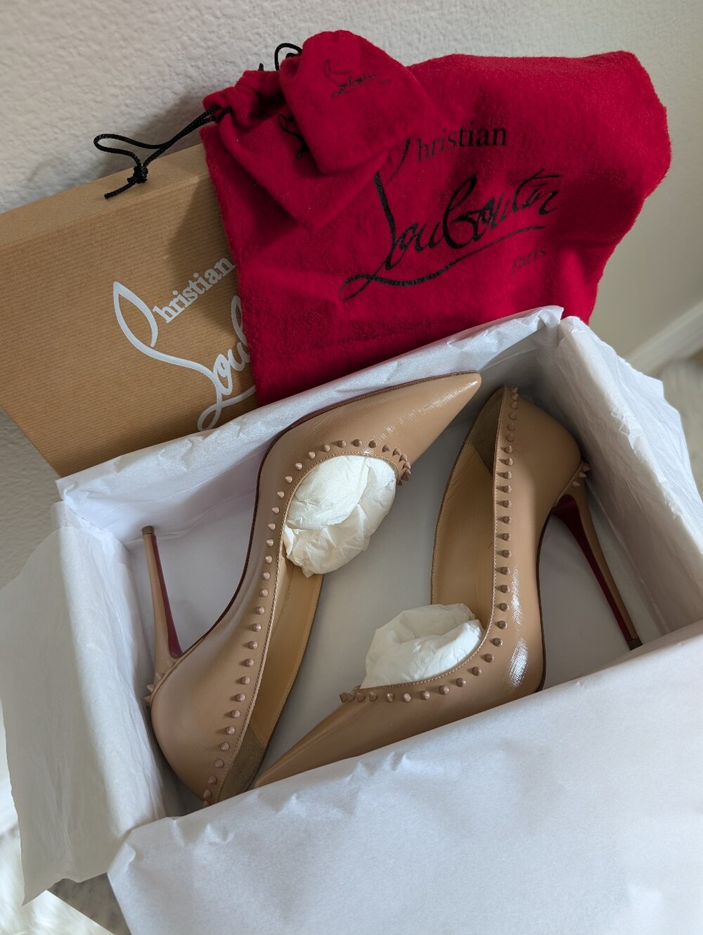 Christian Louboutin Anjalina 100 Patent Givree Nude Size 39.5